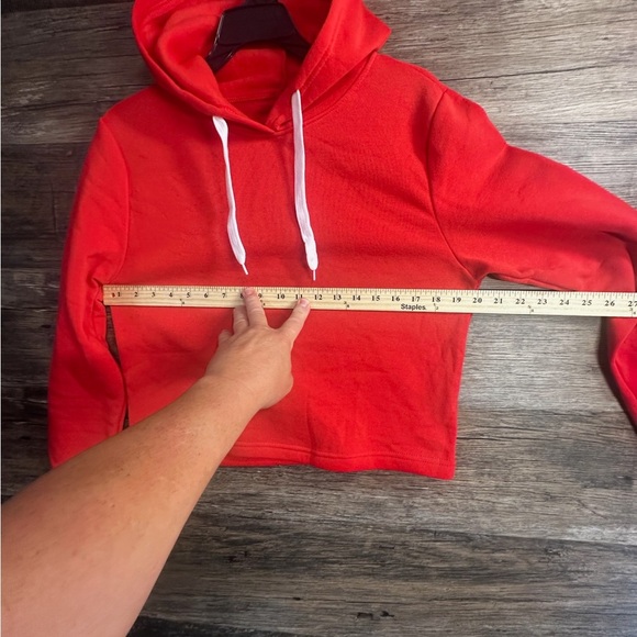 Love Love Love Bold Red Women's Cropped Hoodie - Picture 4 of 6
